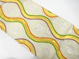 アンティーク 立涌に菊模様織り出し袋帯(着用可)